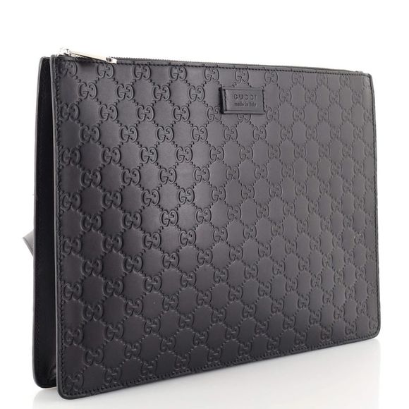 Gucci Zip Messenger Bag Guccissima Leather Large Black - Picture 2 of 8